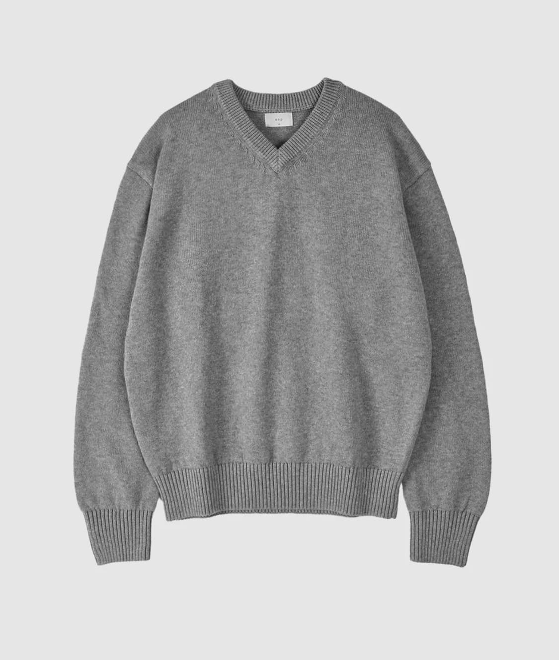 (L) 애습 코튼 브이넥 니트 멜란지 그레이 상품이미지1