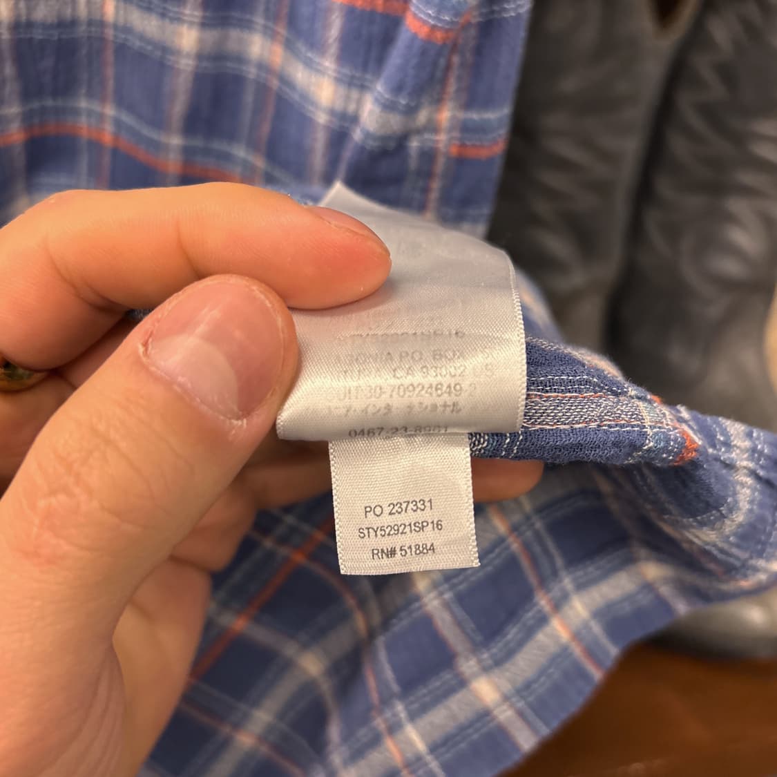 파타고니아 오가닉코튼 오렌지 그리드 마드라스체크 시어서커 셔츠 N1021 상품이미지10