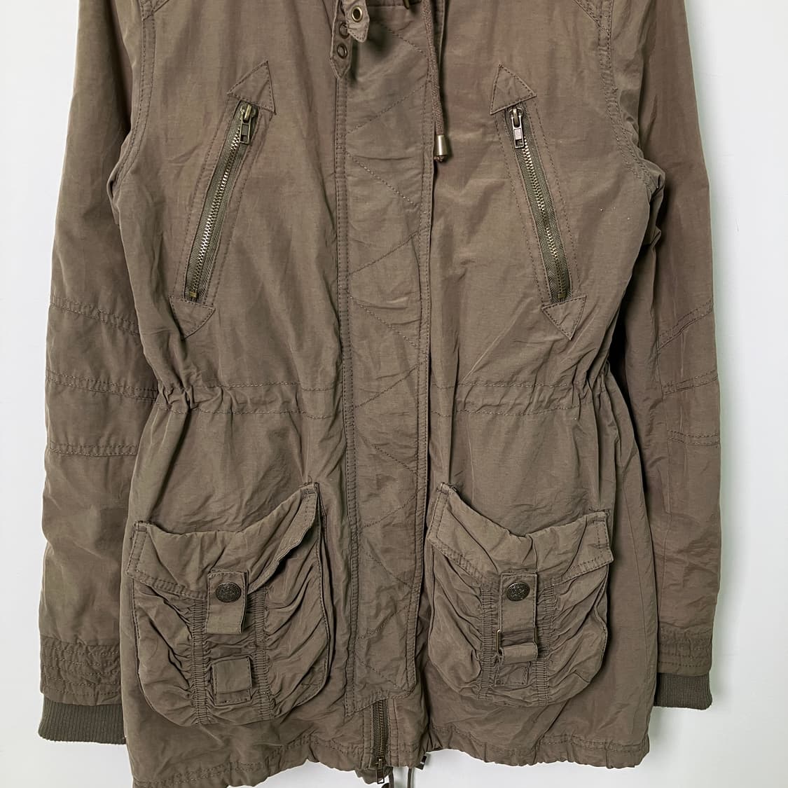 VTG 빈티지 카키 후드 퍼 롱야상 점퍼 M 상품이미지5