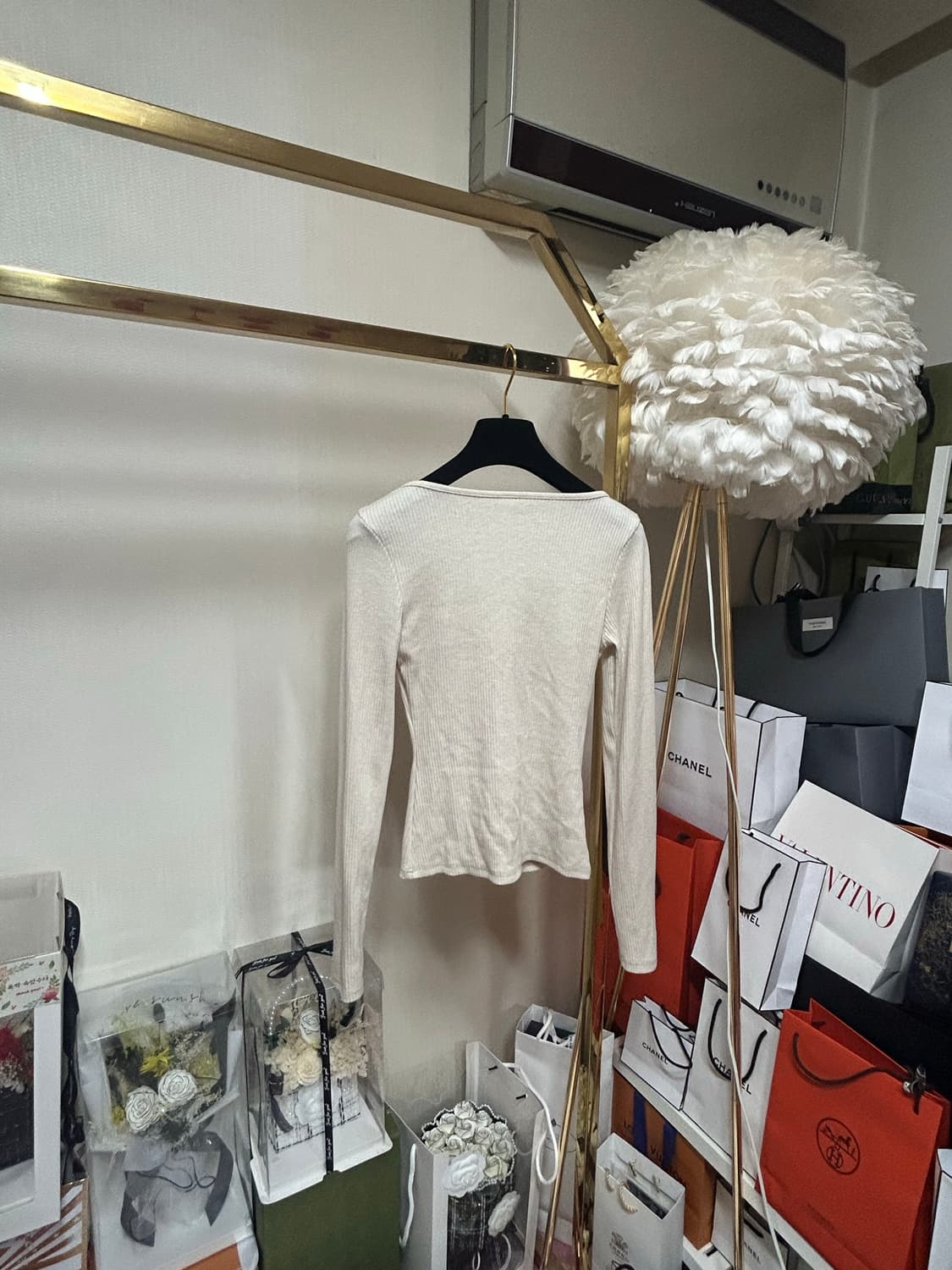 코르셋 트임 연출 포켓 골지티셔츠 상품이미지5