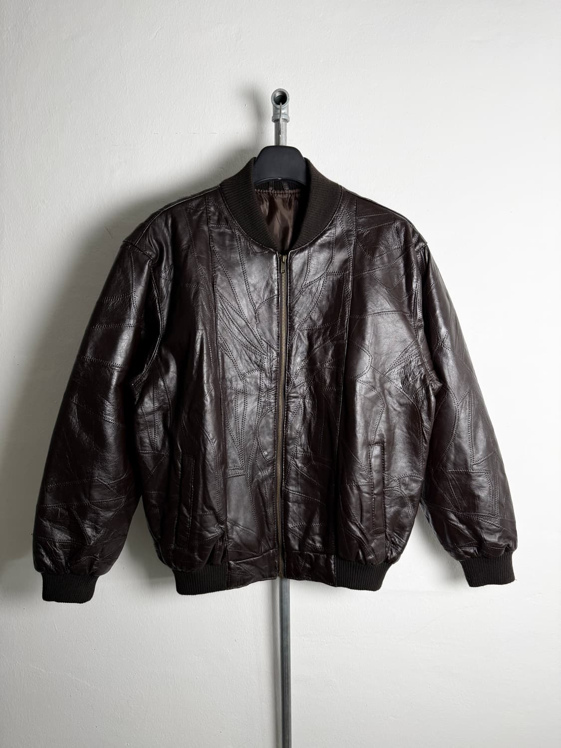 Vintage Patchwork Leather Jacket 상품이미지1