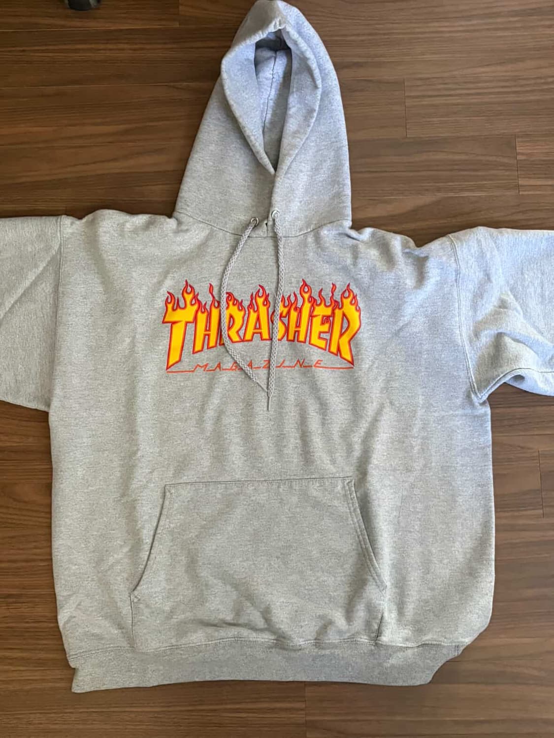 트래셔 플레임 로고 후드티 그레이 상품이미지2