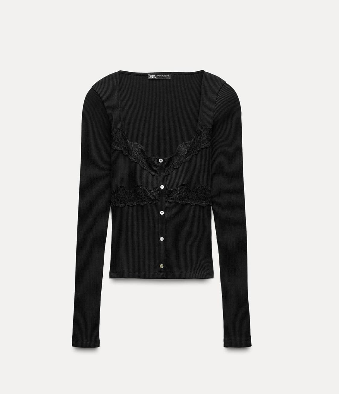 ZARA 자라 레이스 콤비 탑 블랙, 자라 레이스탑, 자라 레이스 티셔츠 상품이미지6