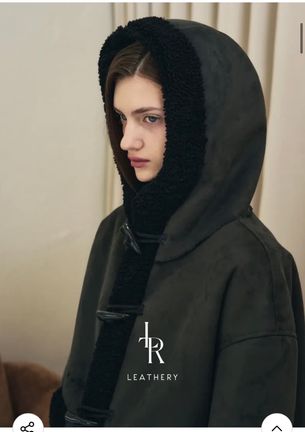 레더리 무스탕 후디 더플 자켓 [CHARCOAL] 판매 상품이미지2