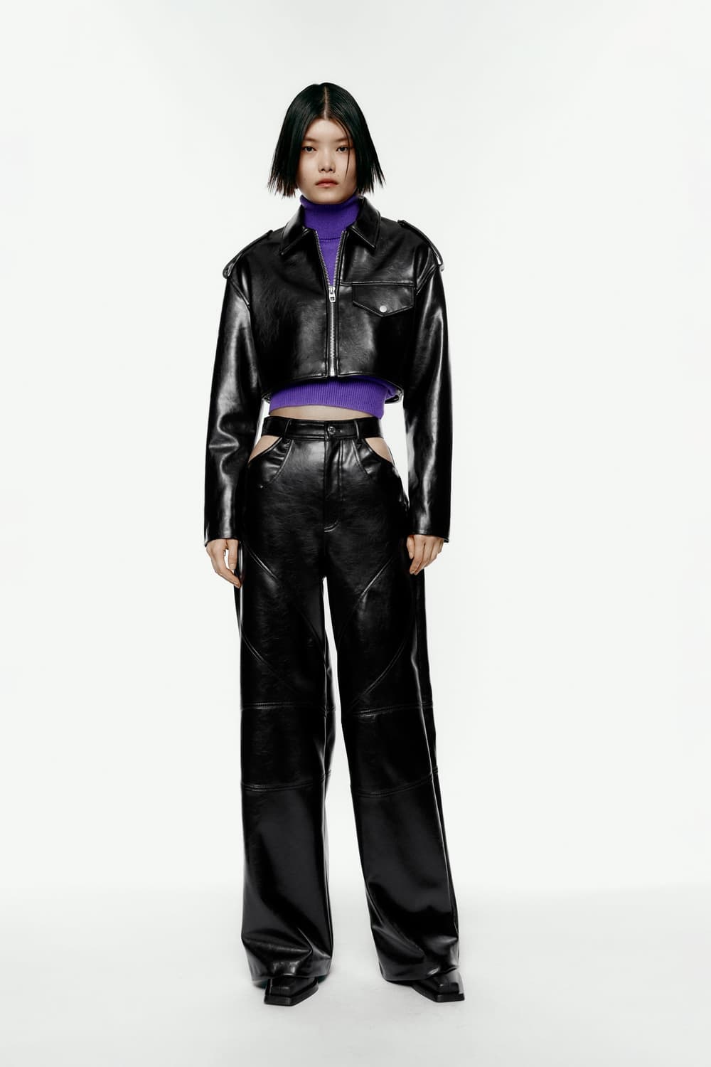 ZARA 자라 크롭 레더 자켓 상품이미지3