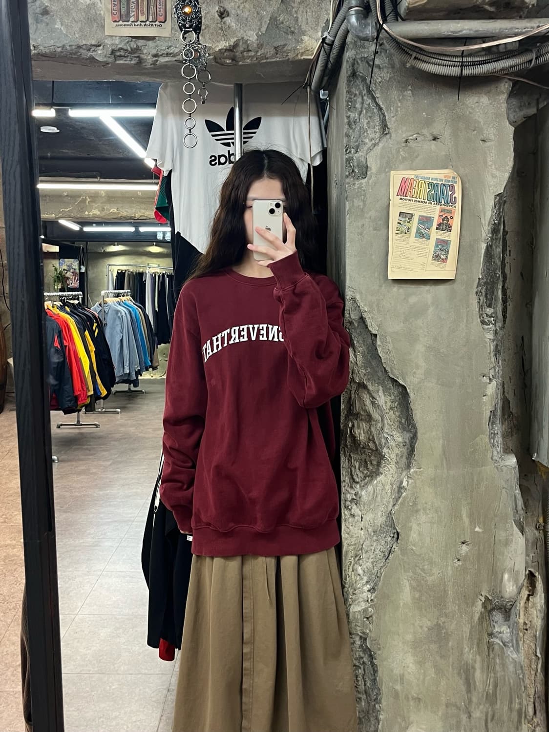 디스이즈네버뎃 레터링 맨투맨 버건디 L #csz2238 상품이미지2