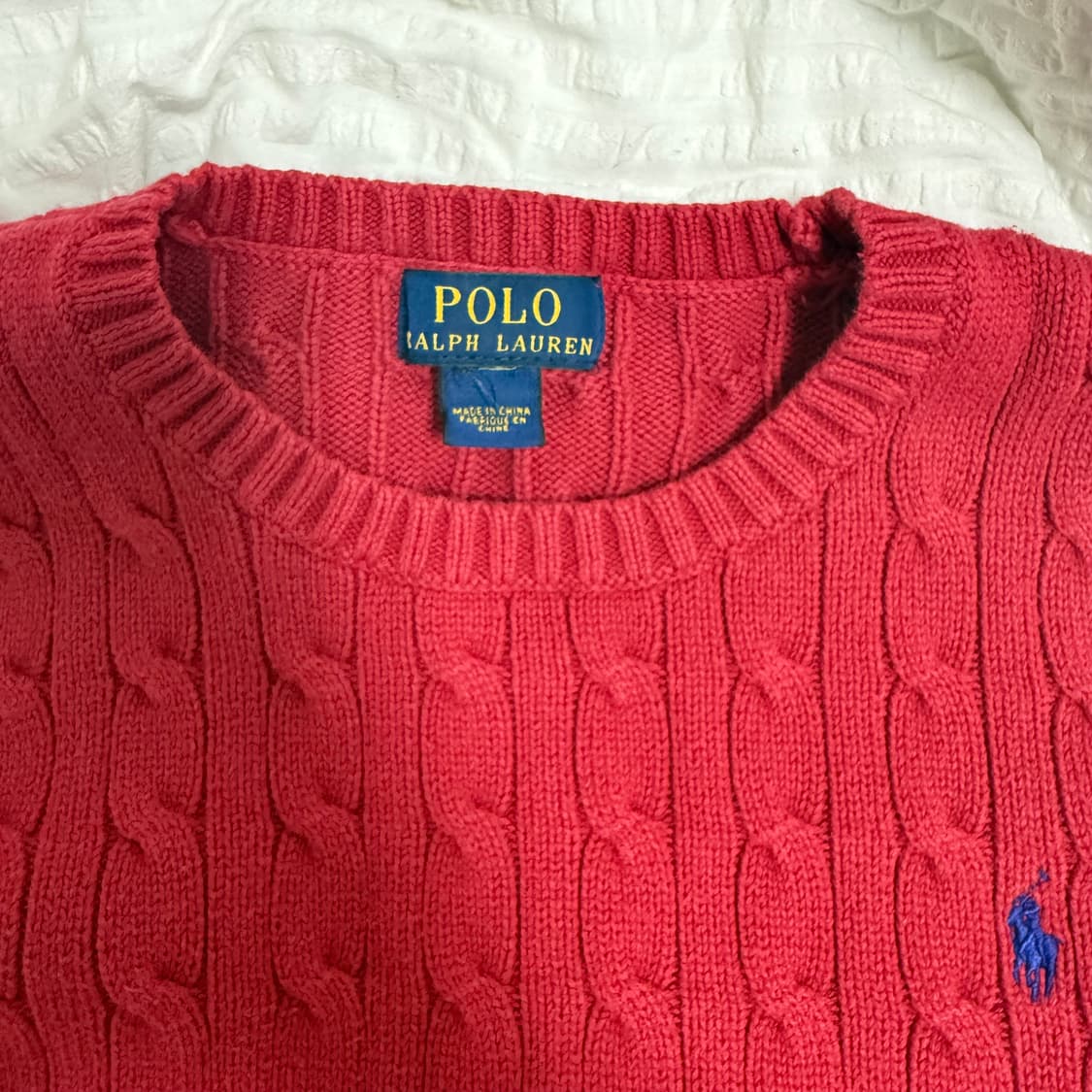 폴로 케이블 코튼 니트 레드 M 상품이미지2