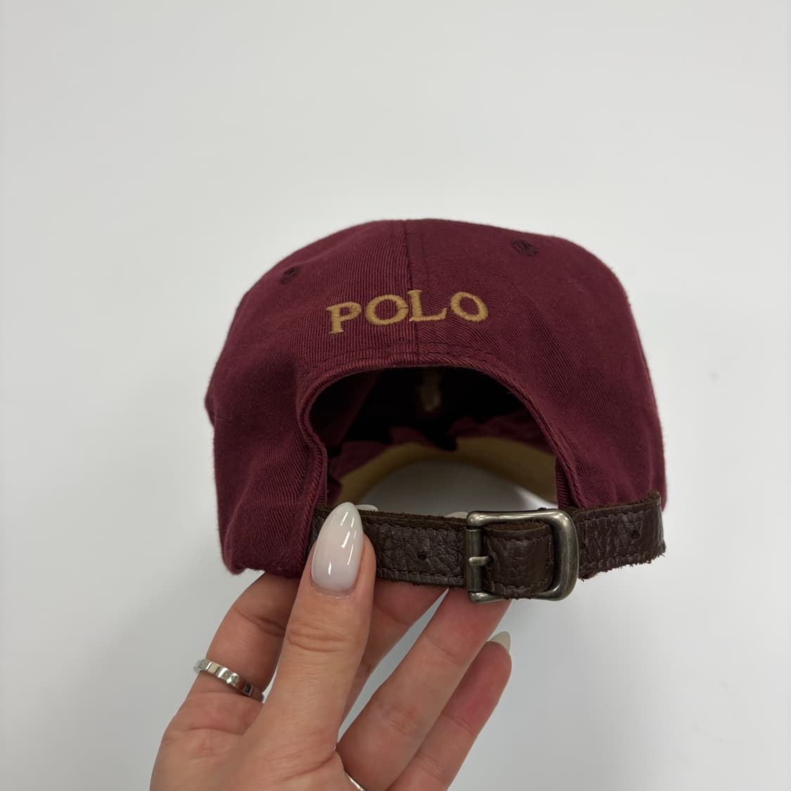 폴로 랄프로렌 빈티지 버건디 볼캡 가죽 스트랩 상품이미지4