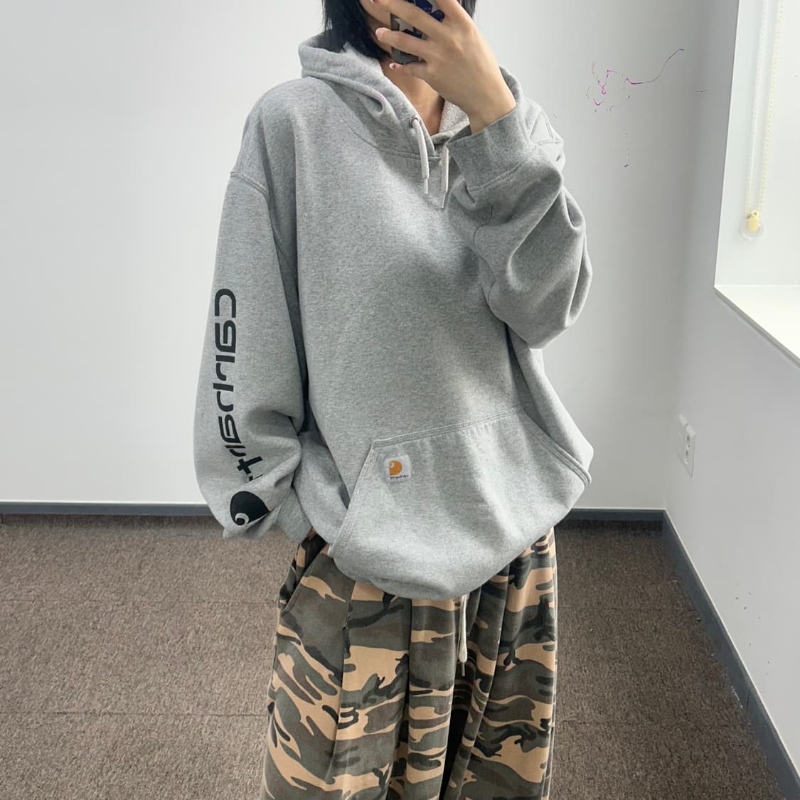 Carhartt 칼하트 사이드로고 그레이 후드티  상품이미지2