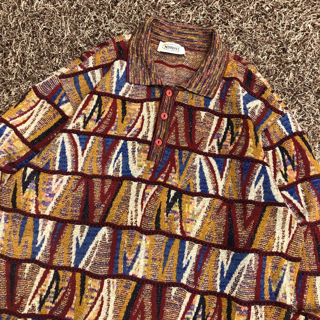 미쏘니 멀티컬러 패턴 울 카라 니트 상품이미지3