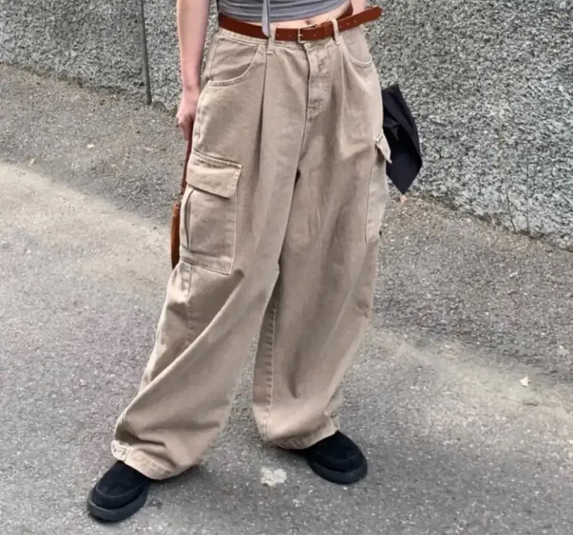 Beige Wide Cargo Pants 피그먼트 베이지 카고 팬츠 상품이미지2