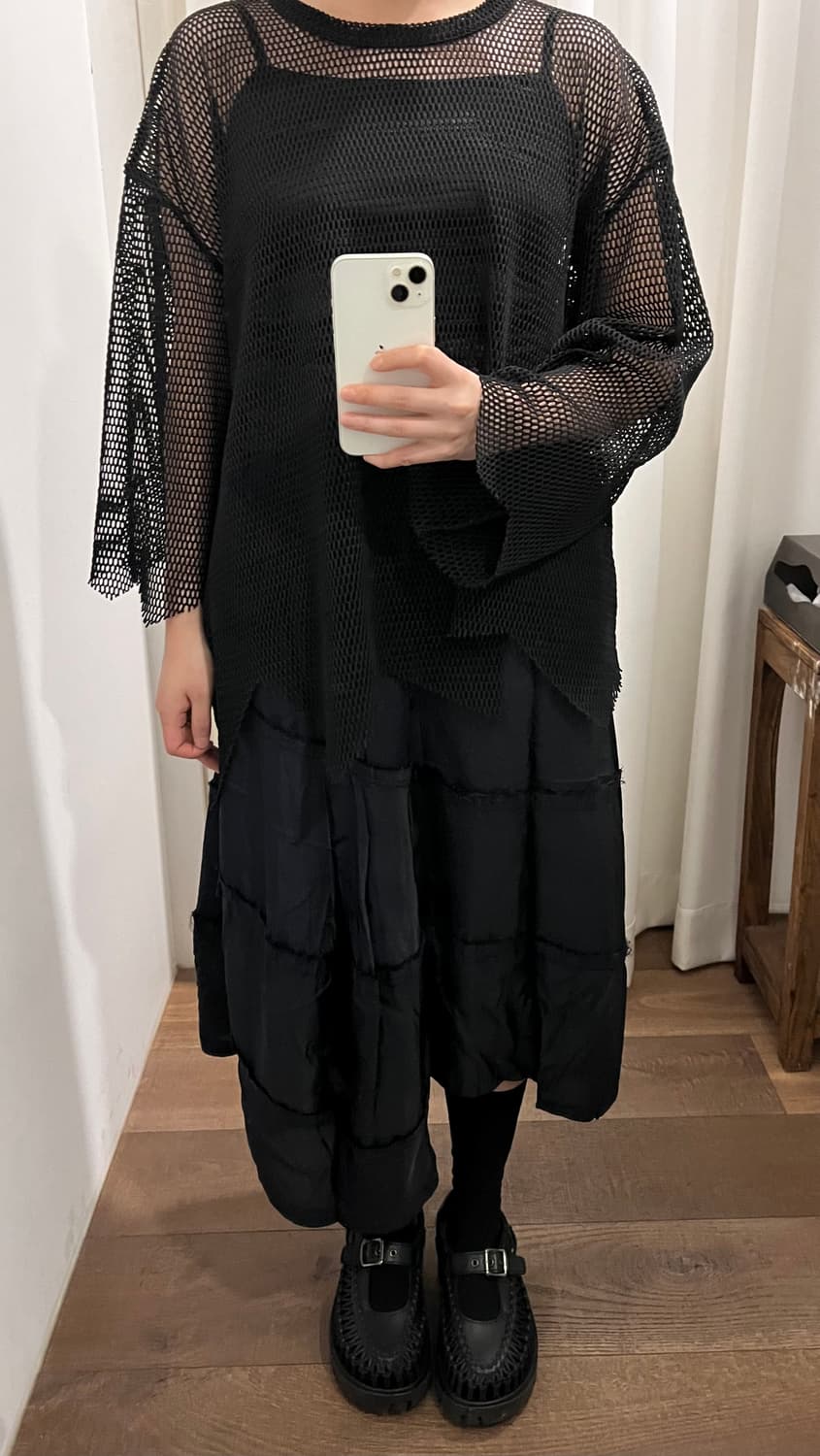 Asymmetry Distressed Patchwork Skirt 상품이미지4