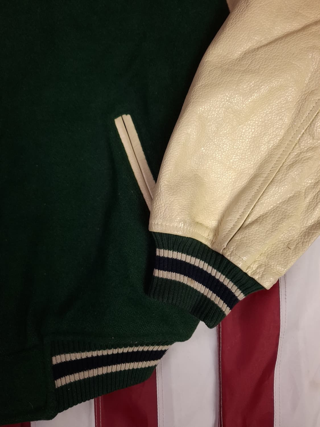 오리지날 80's 일본판 SCENE  울,레더 바시티자켓 상품이미지6