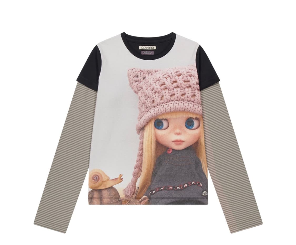 코이세이오 브라이스 돌 스트라이프 더블 롱슬리브 블랙 판매 상품이미지1