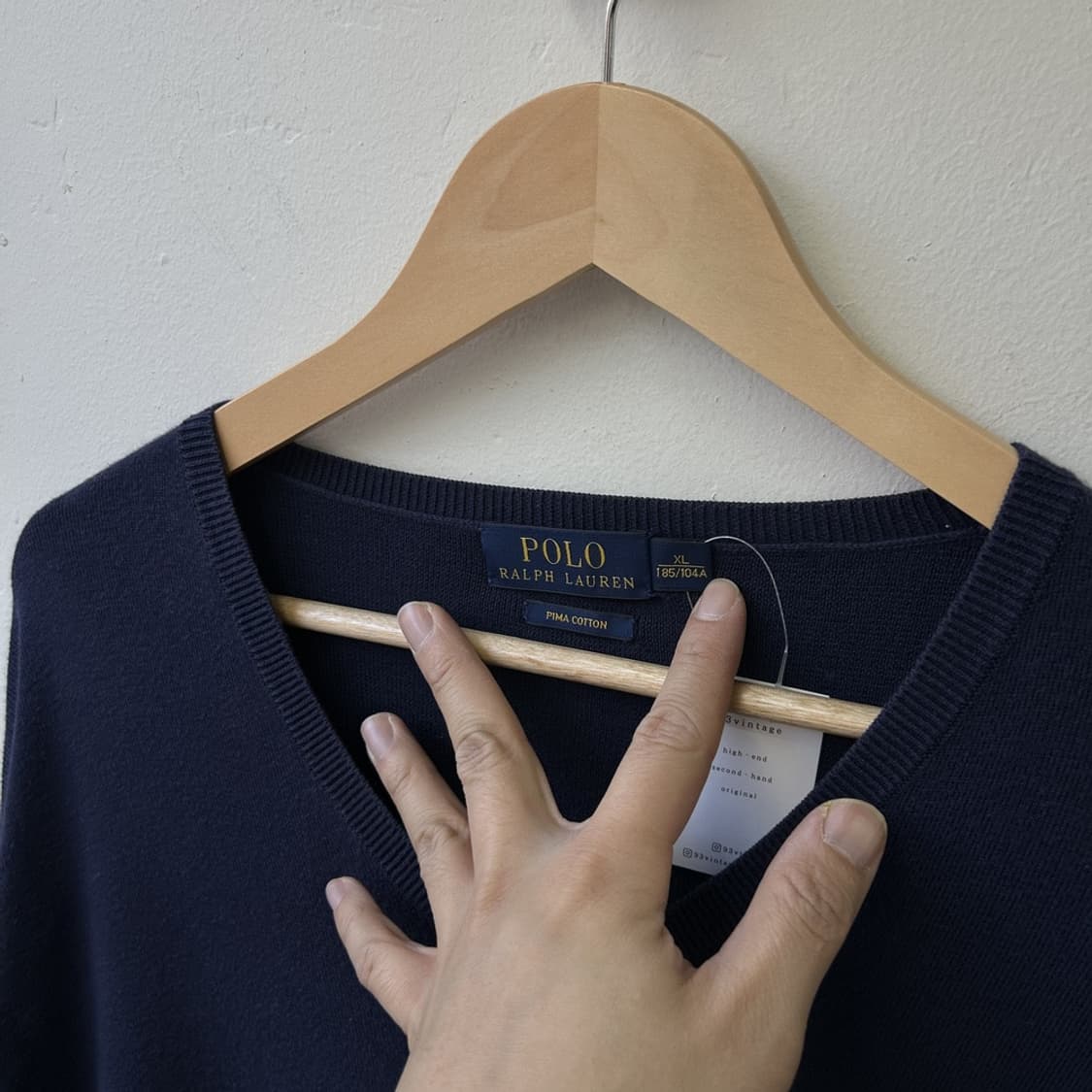 15818 - 폴로 랄프로렌 네이비 브이넥 니트 (피마 코튼) 상품이미지3