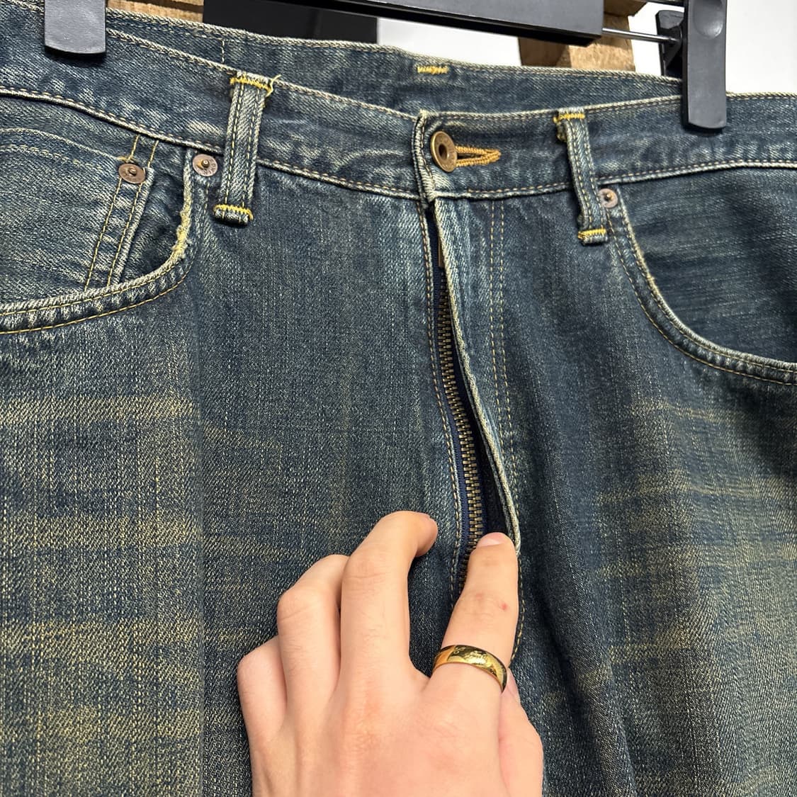 에드윈 505 빈티지 에이징 루즈핏 셀비지 데님팬츠 N906  상품이미지5