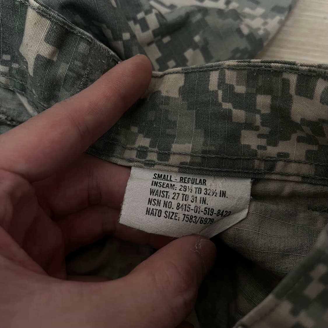 미군 밀리터리 ACU 카모플라쥬 전투복 바지 S - REGULAR 상품이미지8