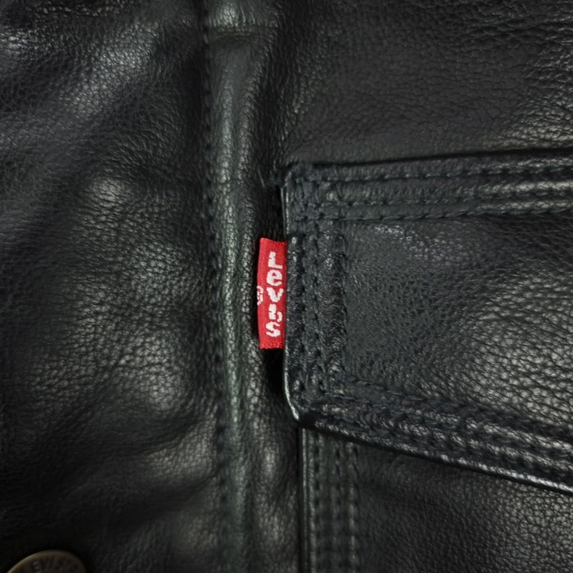 [리바이스] 레더 쉐르파 무스탕 트러커 가죽 자켓 블랙 M18610 상품이미지7