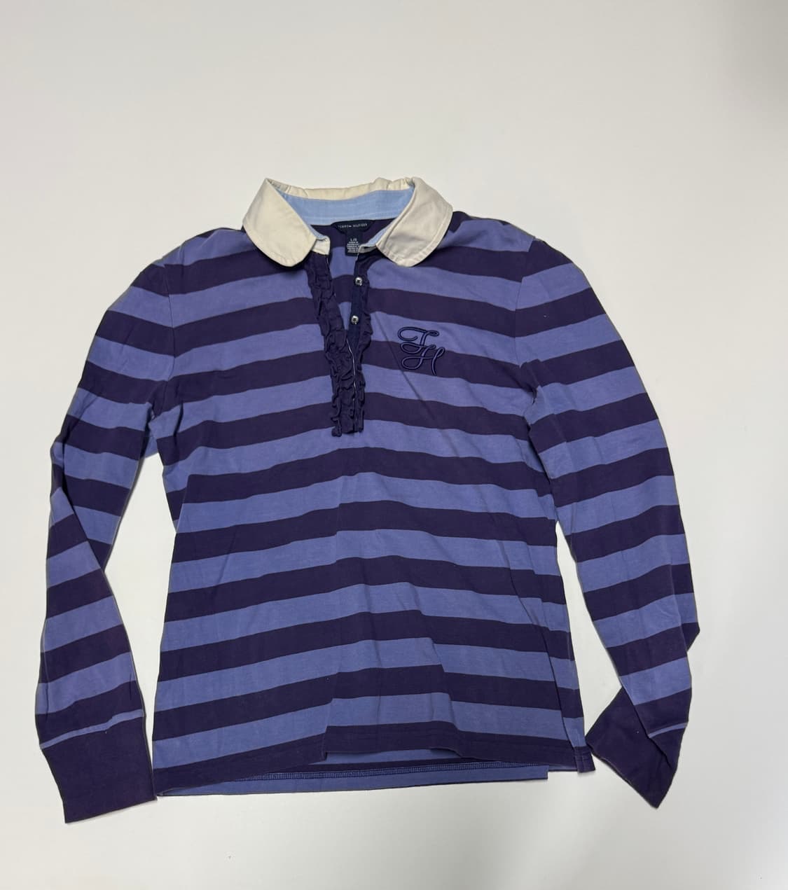 여성 타미힐피거 스트라이프 럭비 긴팔 카라티 M 상품이미지1