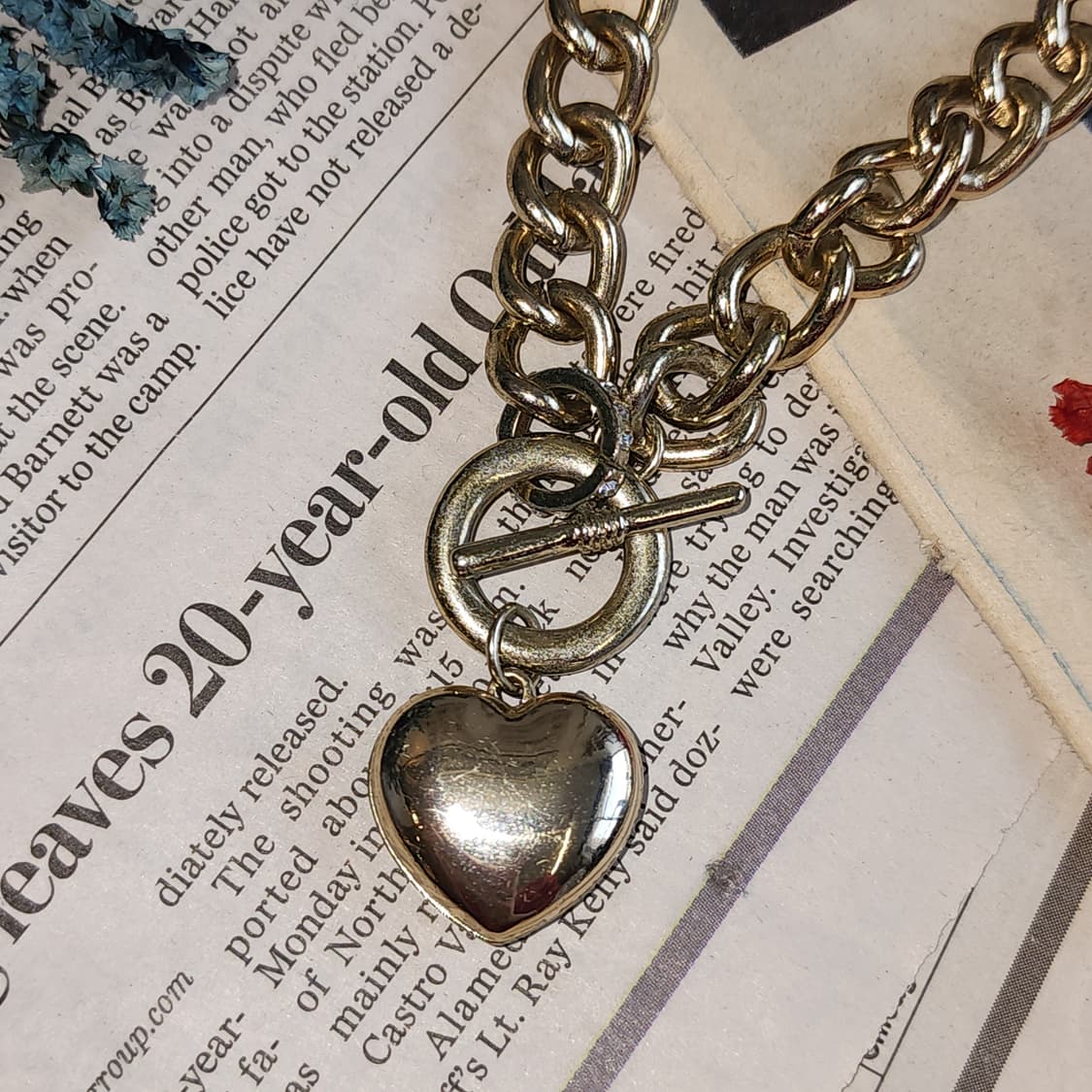 90s 프랑스 빈티지 쥬얼리 게스 볼륨 체인 스테이트먼트 목걸이 상품이미지6