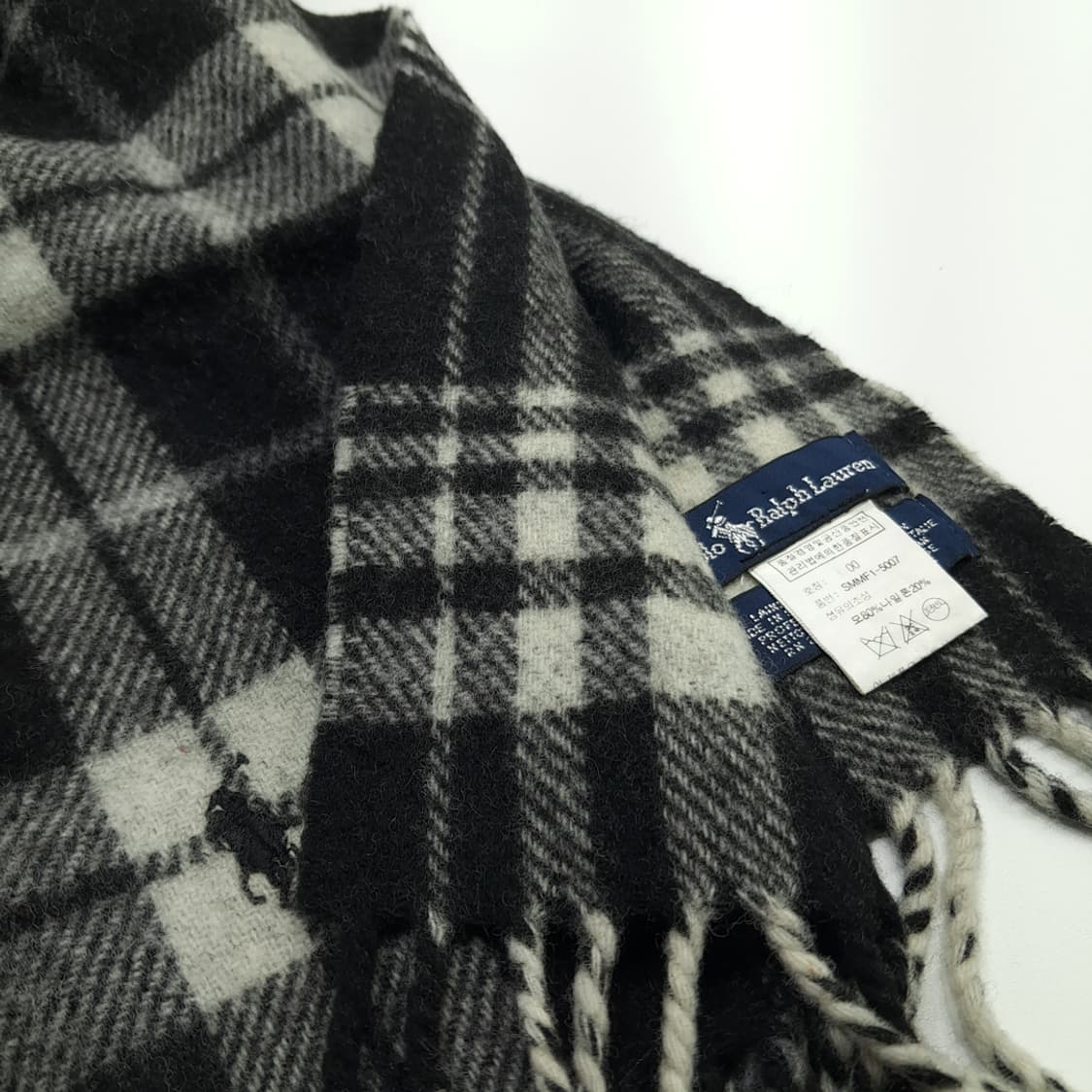 MX141 폴로 랄프로렌 모노 클래식 타탄체크 램스울 목도리 머플러 상품이미지4