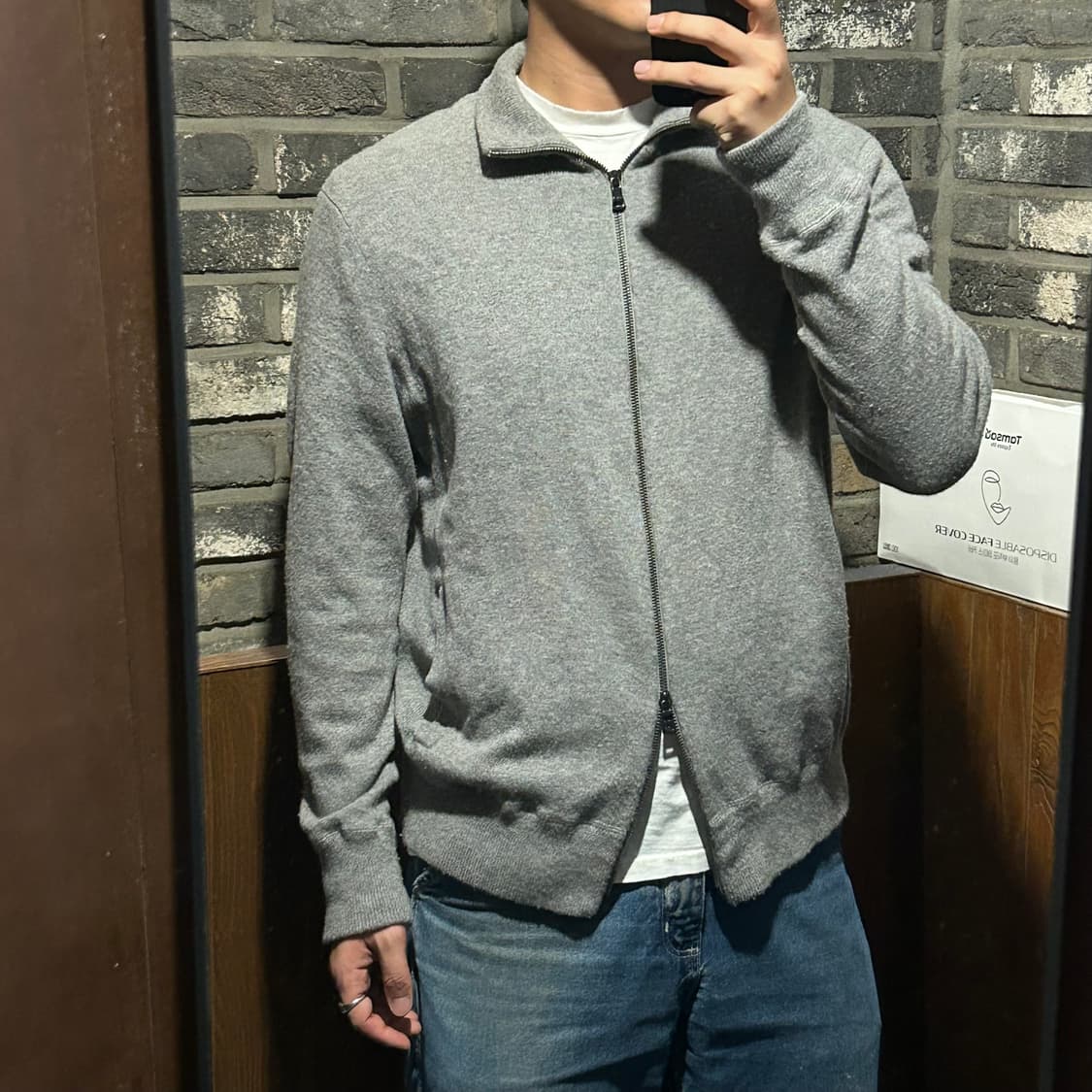 XXL) 폴로 랄프로렌 메리노울 니트 집업 그레이 2way지퍼 상품이미지10