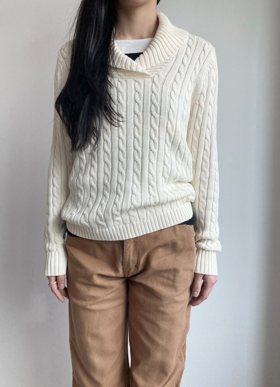 L.L.BEAN ivory cotton knit 상품이미지1