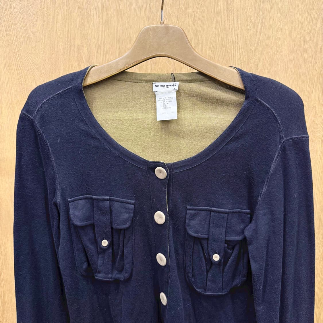 소니아 리키엘 가디건 더블 플랩 포켓 버튼 클로징 라운드넥 디테일 블랙 상품이미지4