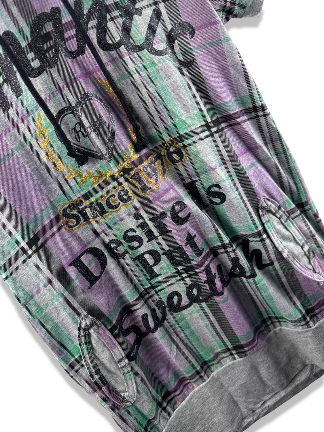 JPN Y2K 체크 레터링 반팔 후디2151 상품이미지5