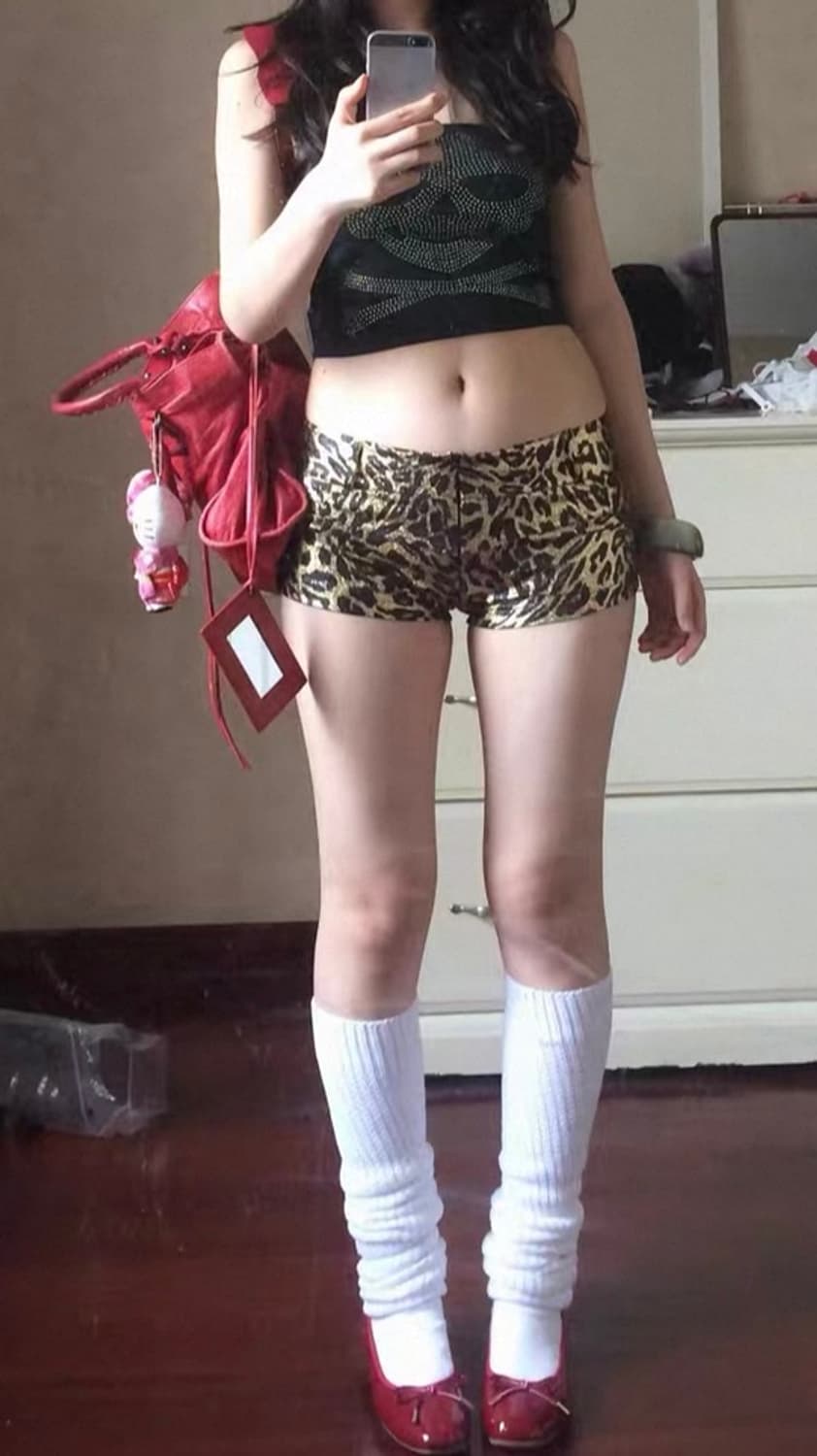 갸루 호피 숏팬츠 상품이미지1