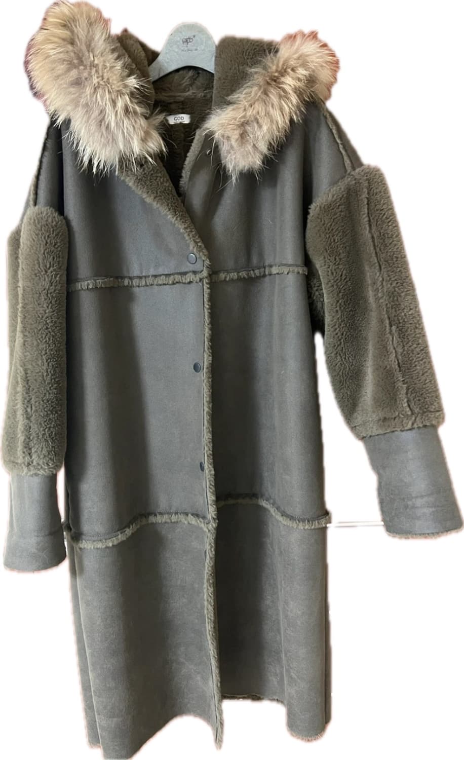 여성용 후드 롱 무스탕 코트 프리(free)사이즈 상품이미지1