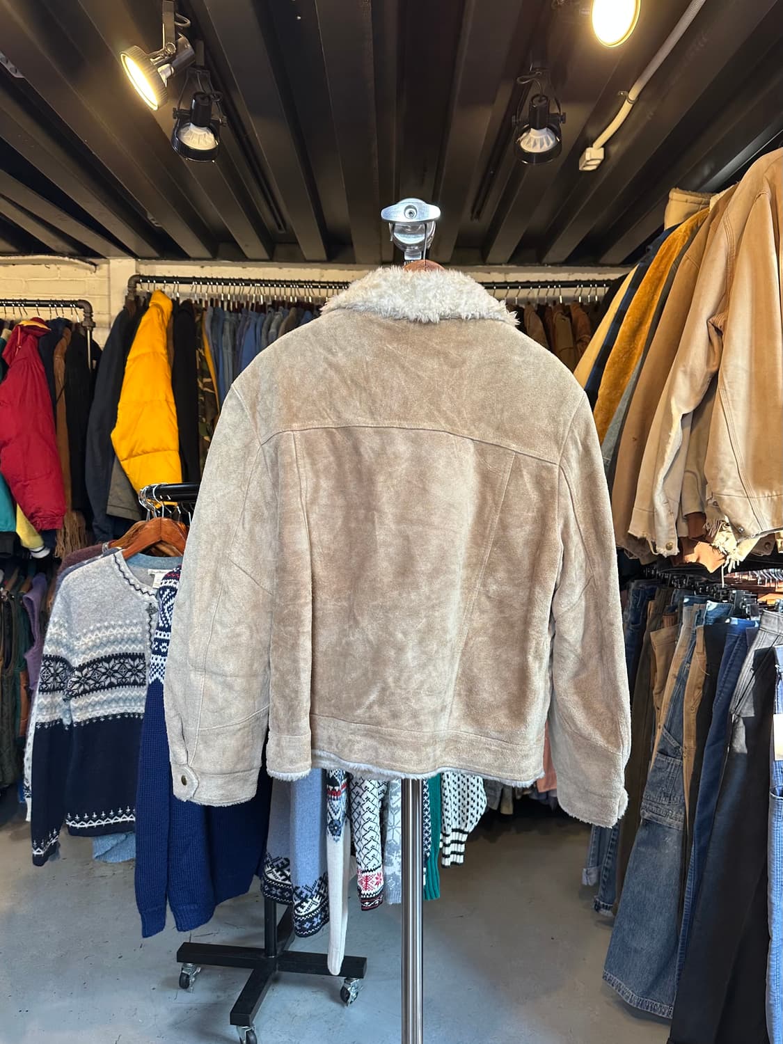 80-90s Grande Bay 헤비 리얼 레더 스웨이드 자켓 상품이미지2