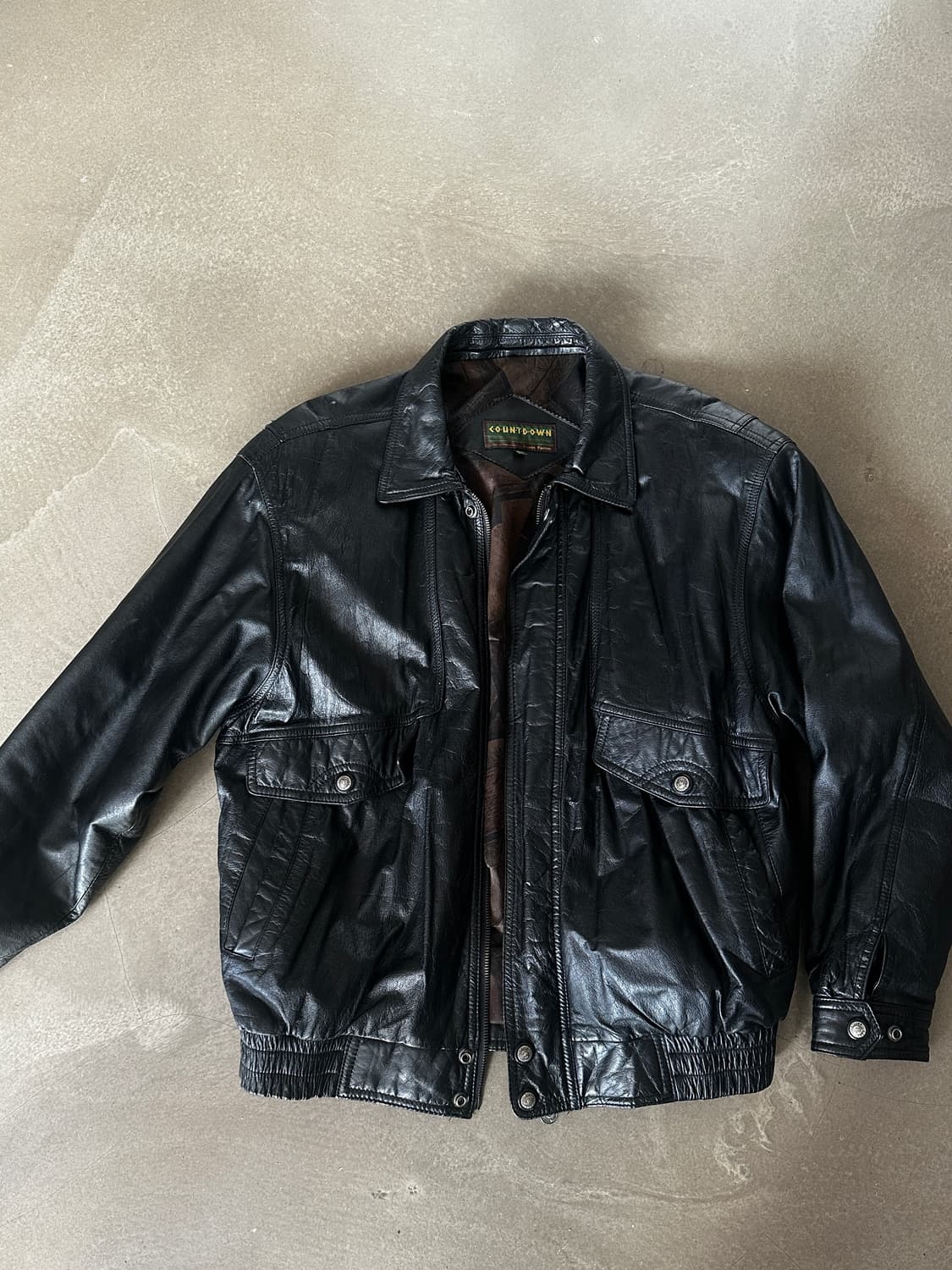90s 오리지널 카운트다운 레더 블루종 자켓 상품이미지3