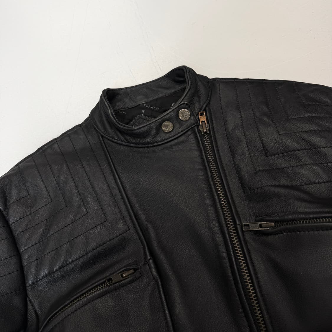 사선 바이커 리얼레더 멀티지퍼 레이싱 가죽자켓 상품이미지3