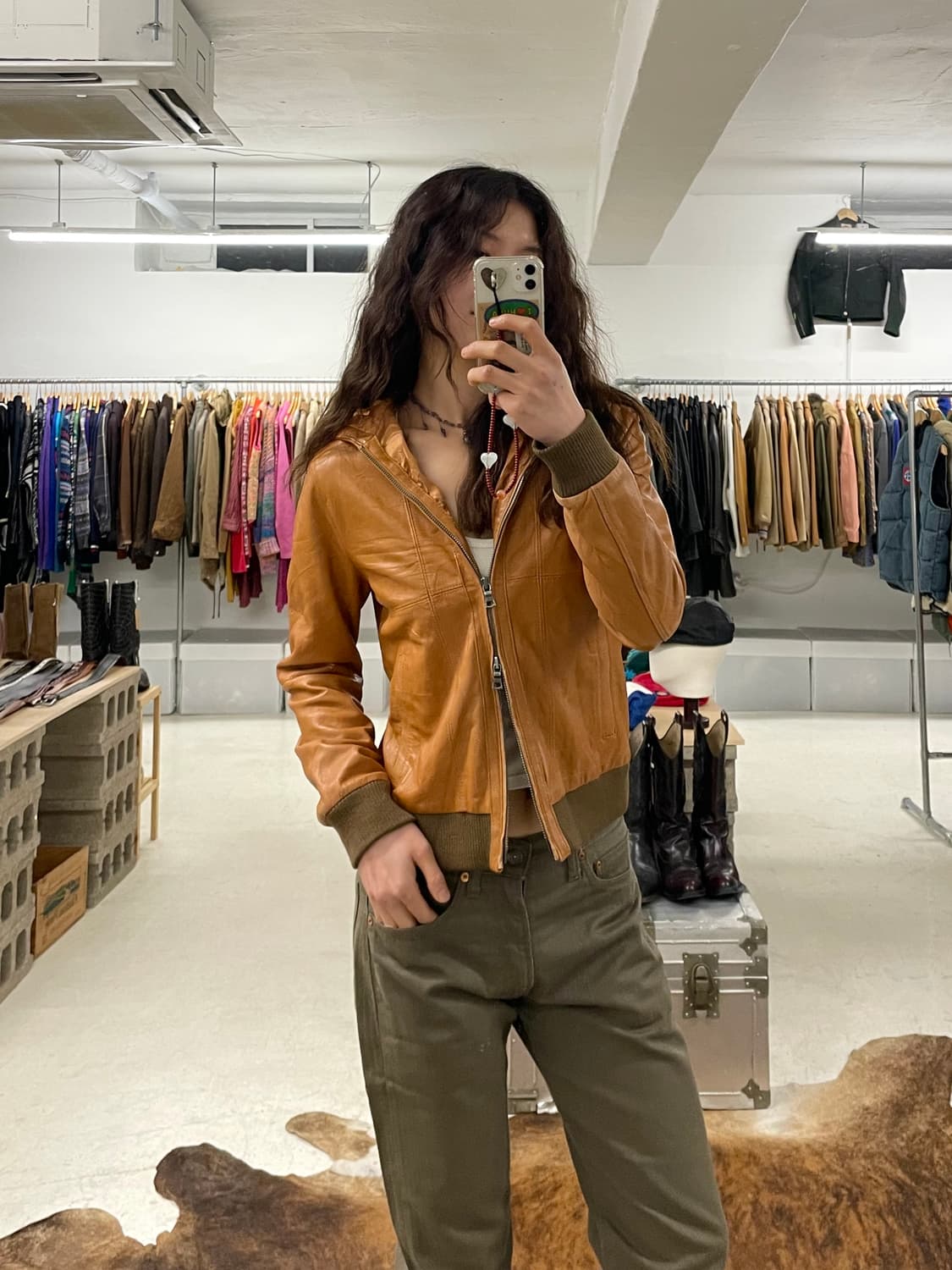 BEAMS BOY hooded leather jacket 양가죽 후드자켓 상품이미지2