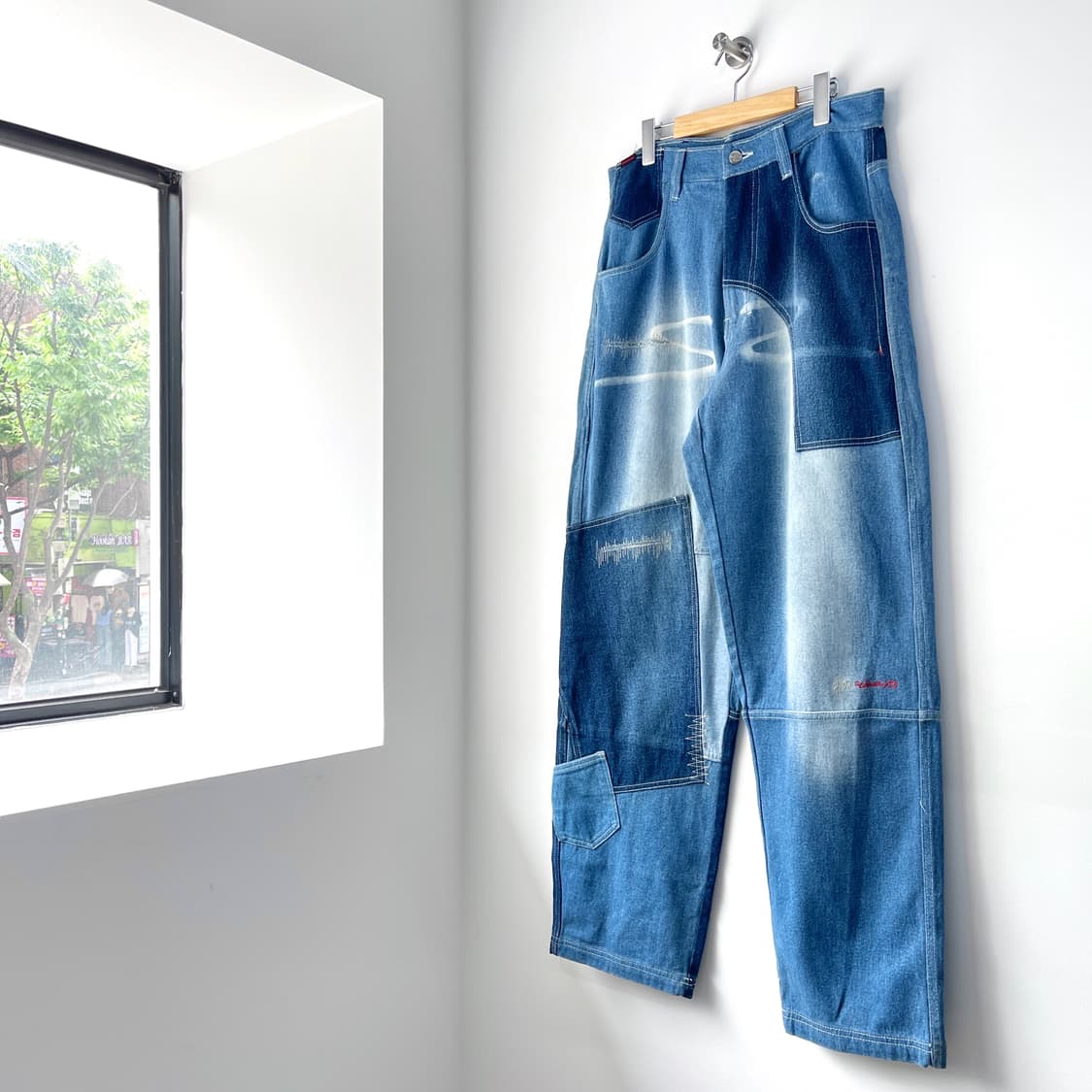 푸부 클라우드 패치워크 올드스쿨 와이드 데님 팬츠 상품이미지5