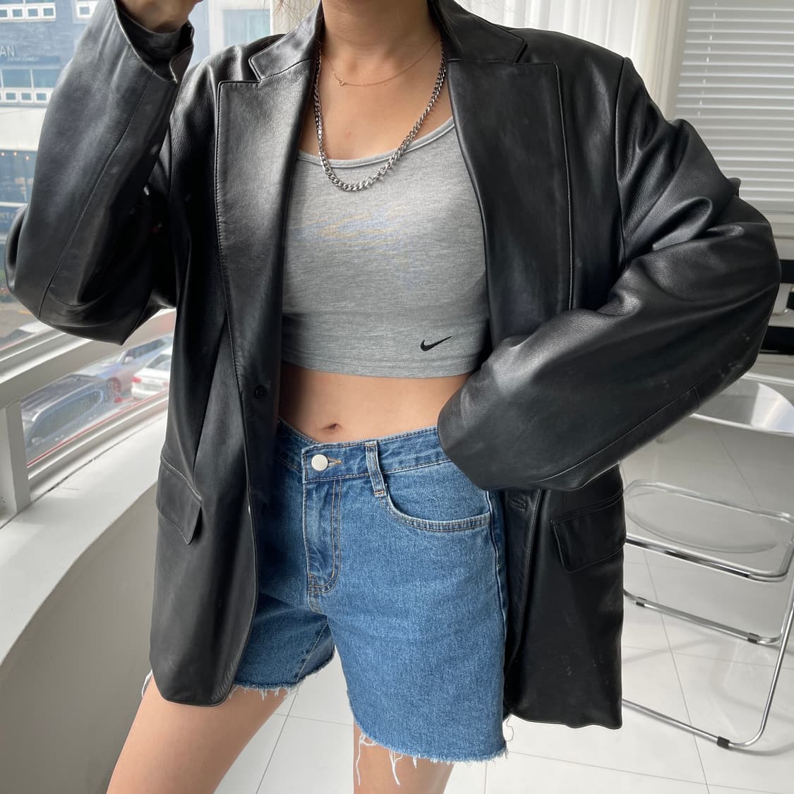 (100)90'S NIX 레더 블레이져-M1567 상품이미지7