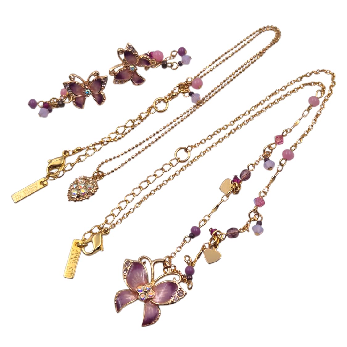 05s 안나수이 퍼플 나비 목걸이&귀걸이 세트 상품이미지3