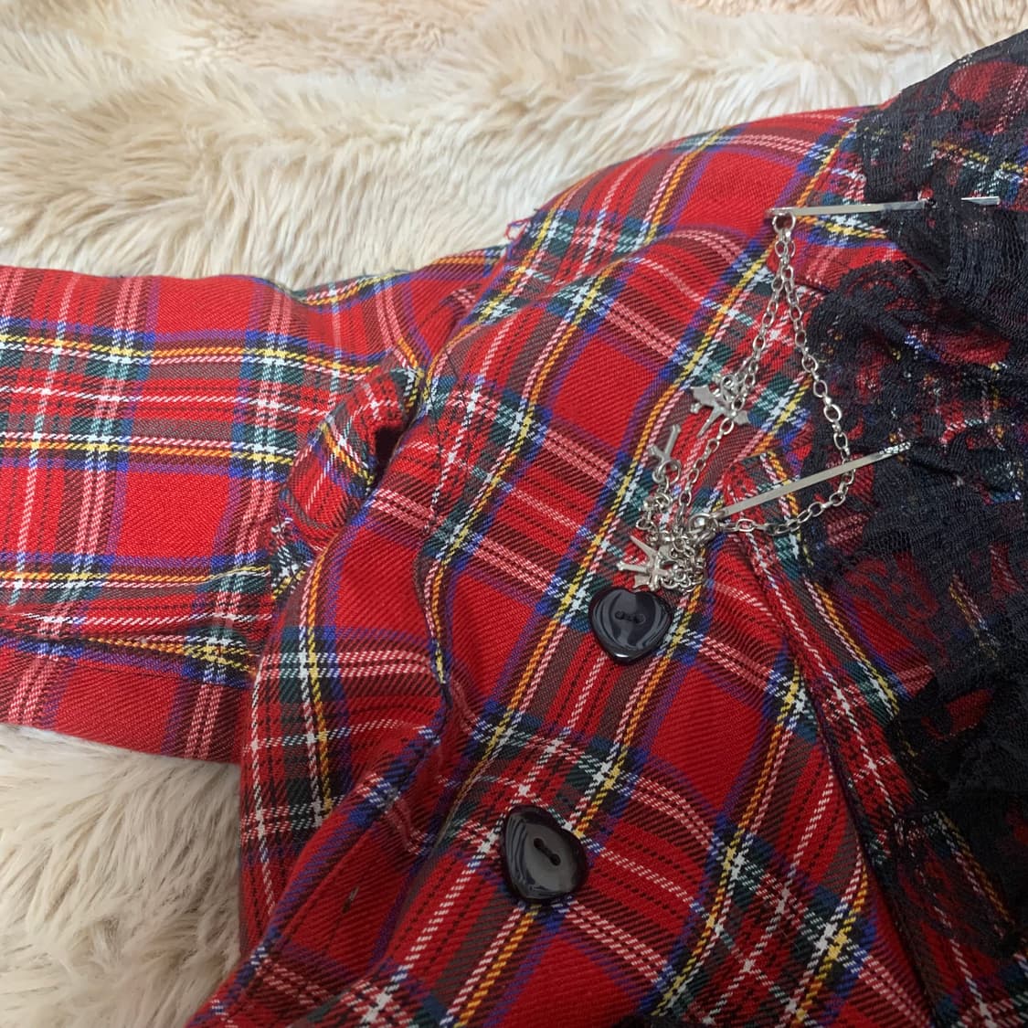 갸루 오네갸루 체크 셋업 상품이미지2