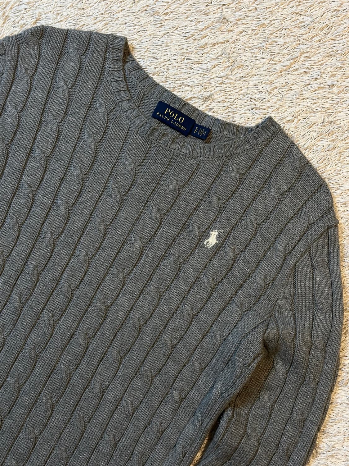 폴로 랄프로렌 신형 화이트포니 케이블 코튼 꽈배기 니트 그레이 상품이미지2