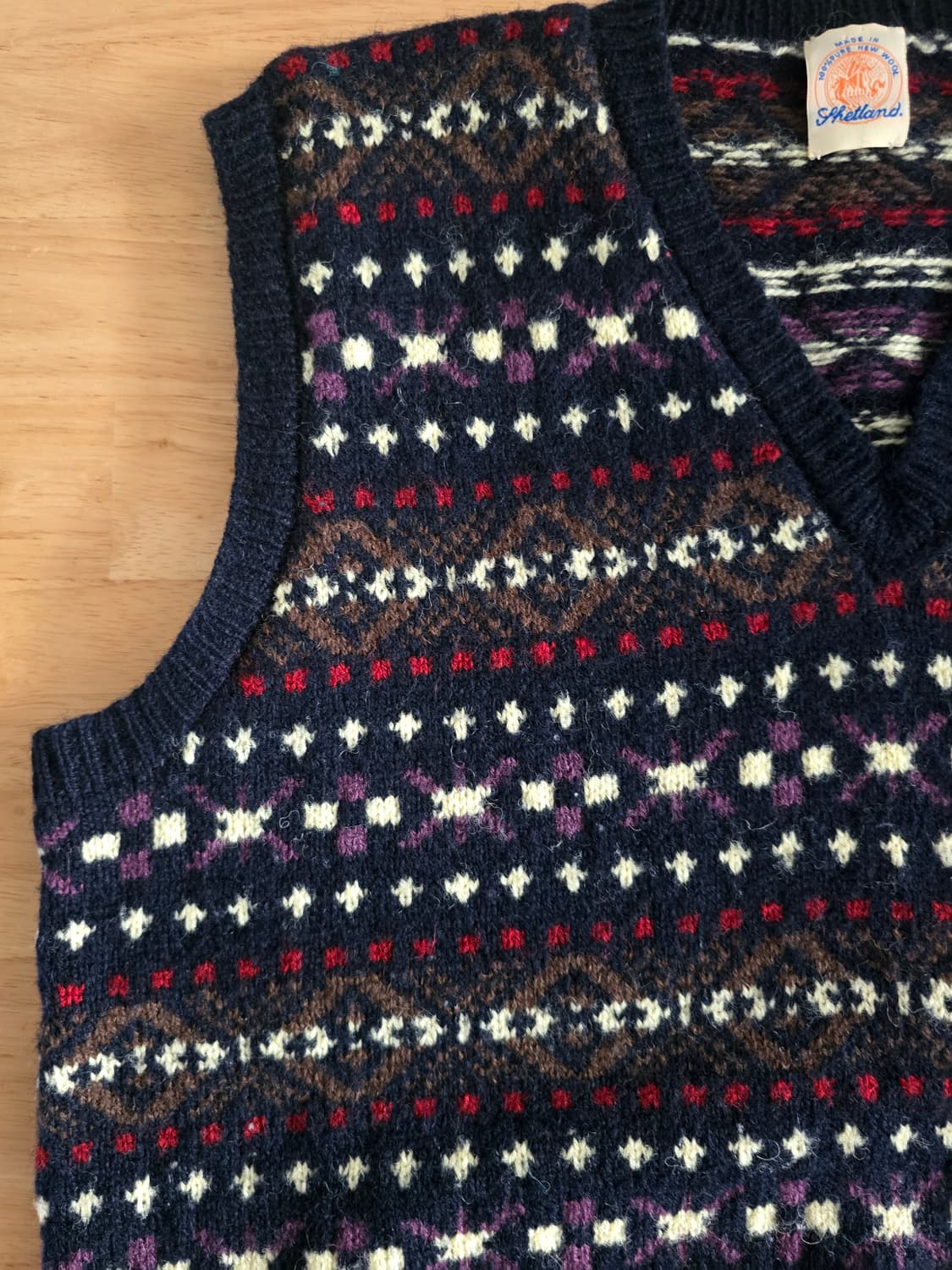 made in 셔틀랜드 핸드니트 페어아일 울 베스트 상품이미지2