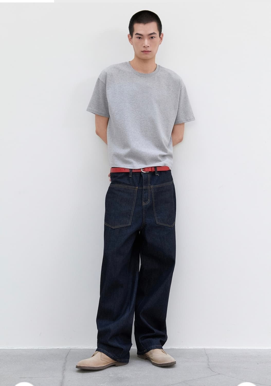 (새상품) 르아르 - 커브드 와이드 생지 데님 팬츠 상품이미지4