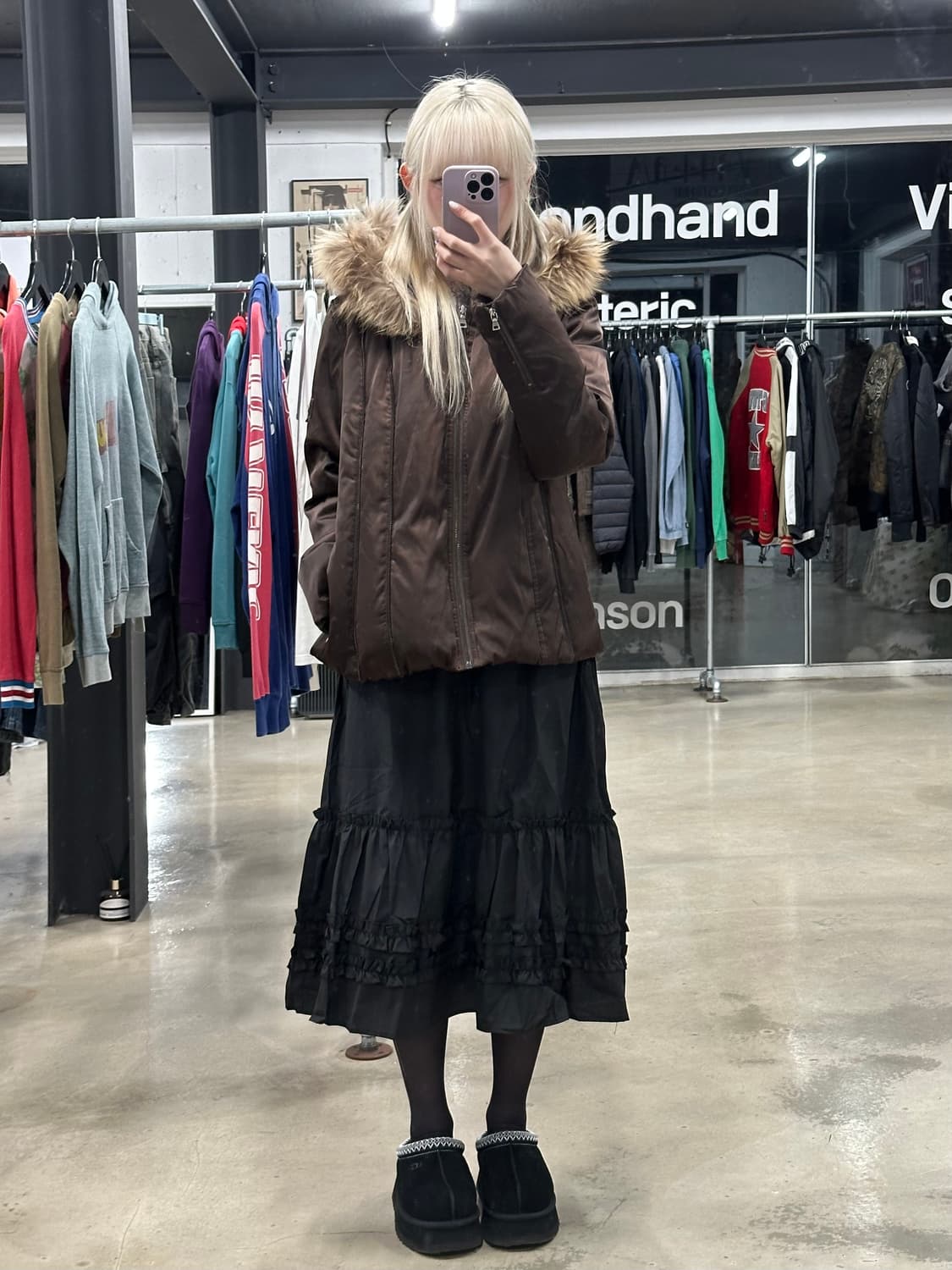 게스 브라운 퍼 패딩 자켓 상품이미지2