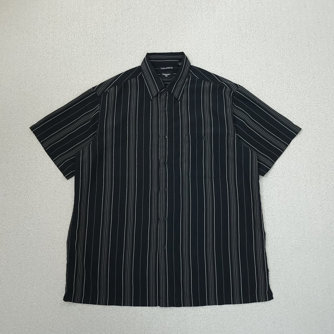 (L)haggar 남자 스트라이프 반팔 셔츠 브라운 갈색 남방 상품이미지1