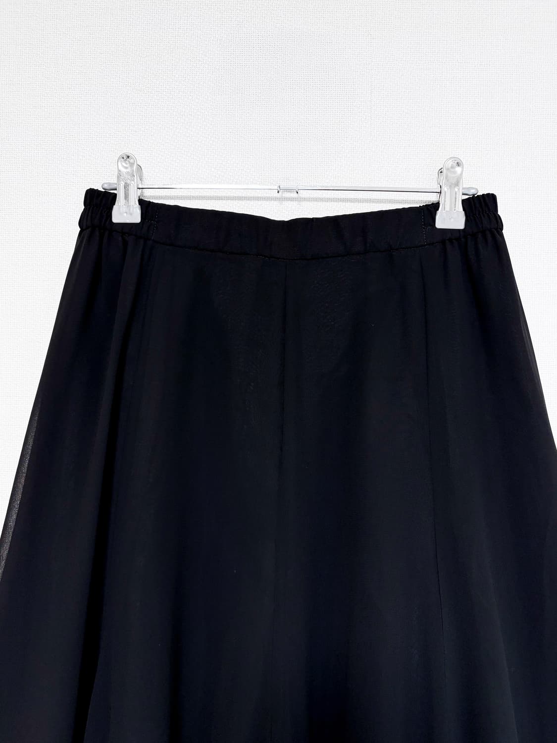 Lace Hem Flare Midi Skirt - Black 상품이미지5