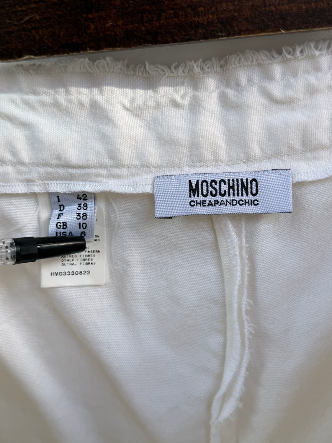 Moschino 모스키노 프레이드 퍼플 트리밍 화이트 코튼 팬츠 42 상품이미지5