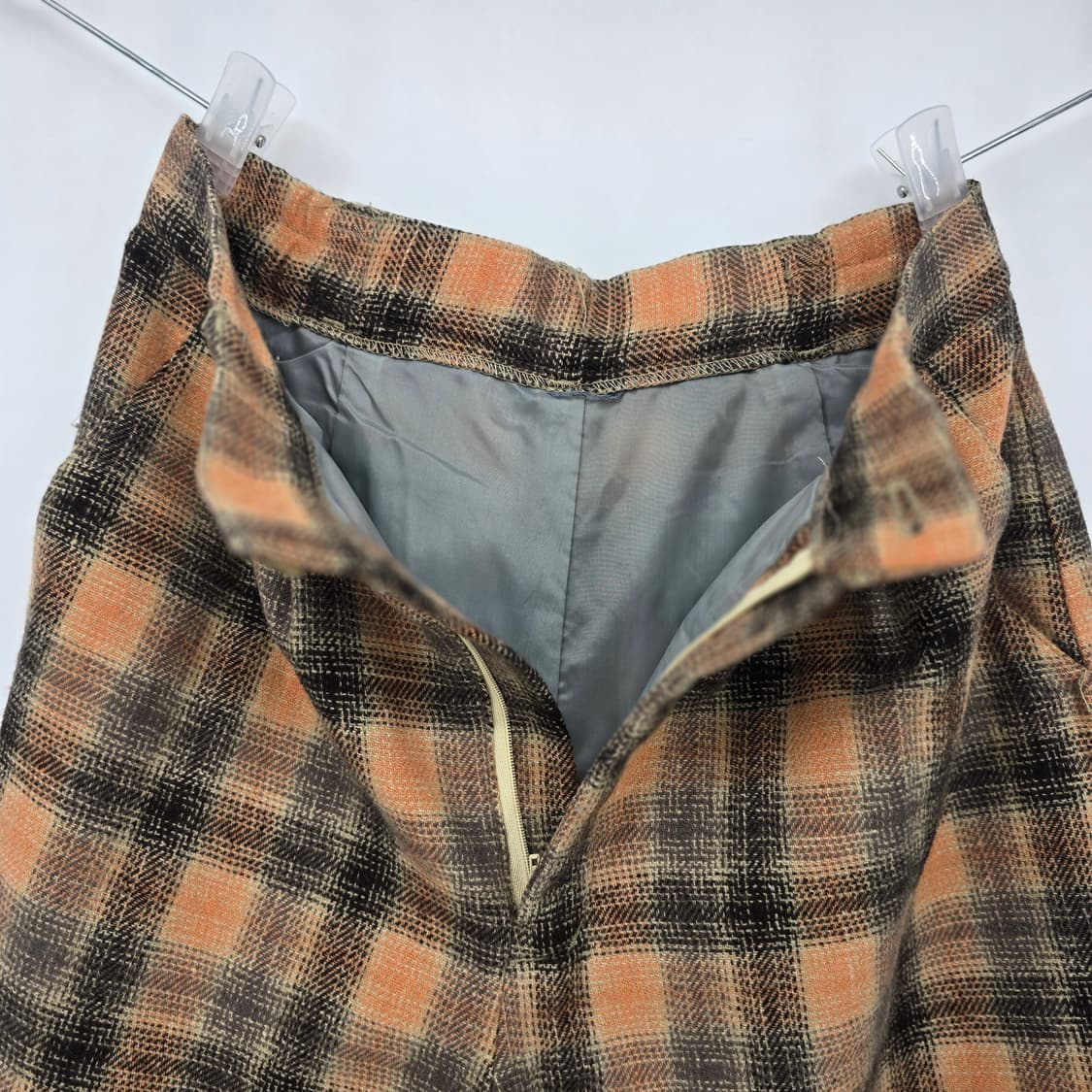 일본 빈티지 큐롯 팬츠 체크 패턴 울 반바지 상품이미지9