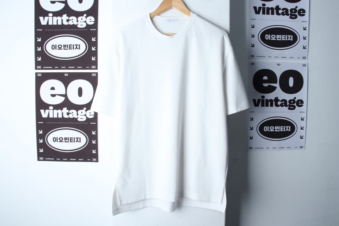 (L-2XL) 드로우핏 반팔 티셔츠 오버핏 화이트 무지 폴리-H32369 상품이미지2