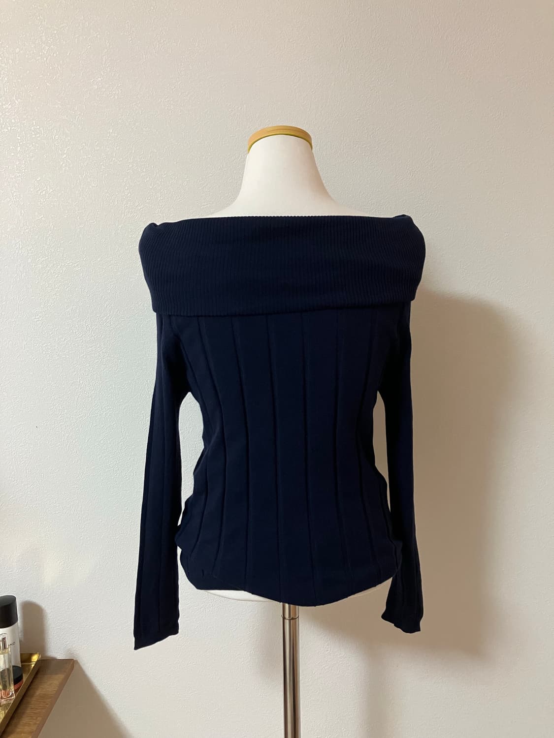 네이비 골지 오프숄더 니트 상품이미지4
