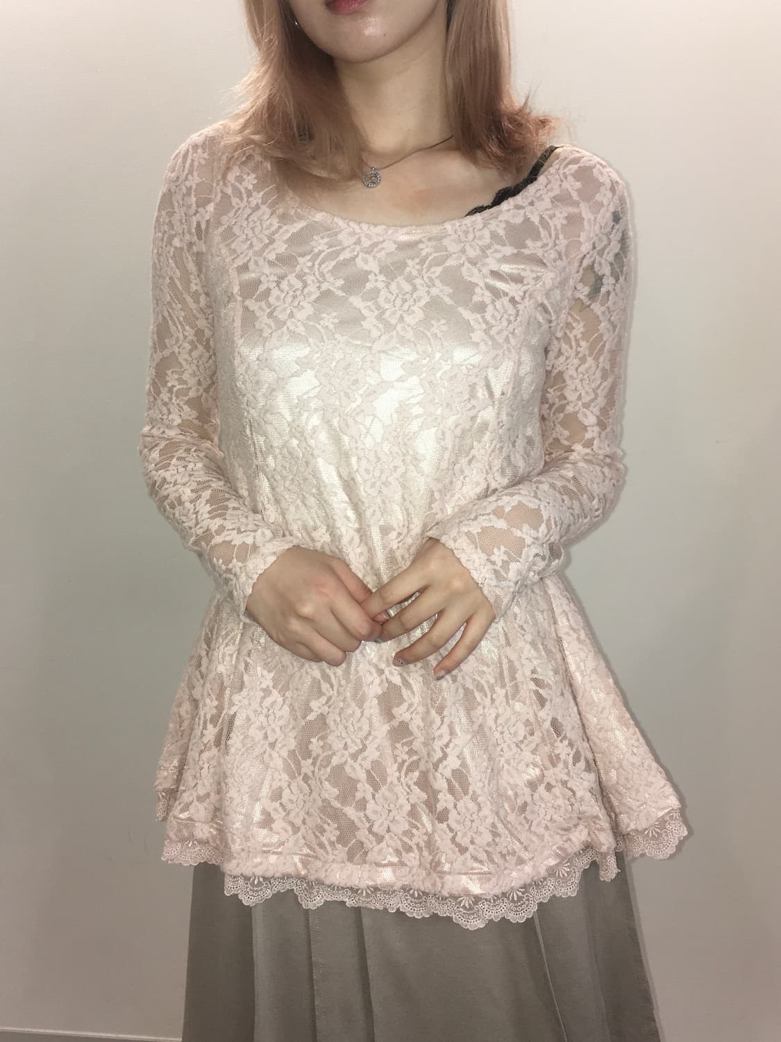 jpn vintage pink lace blouse 상품이미지4